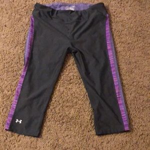 Gray and Purple Large Under Armour capris